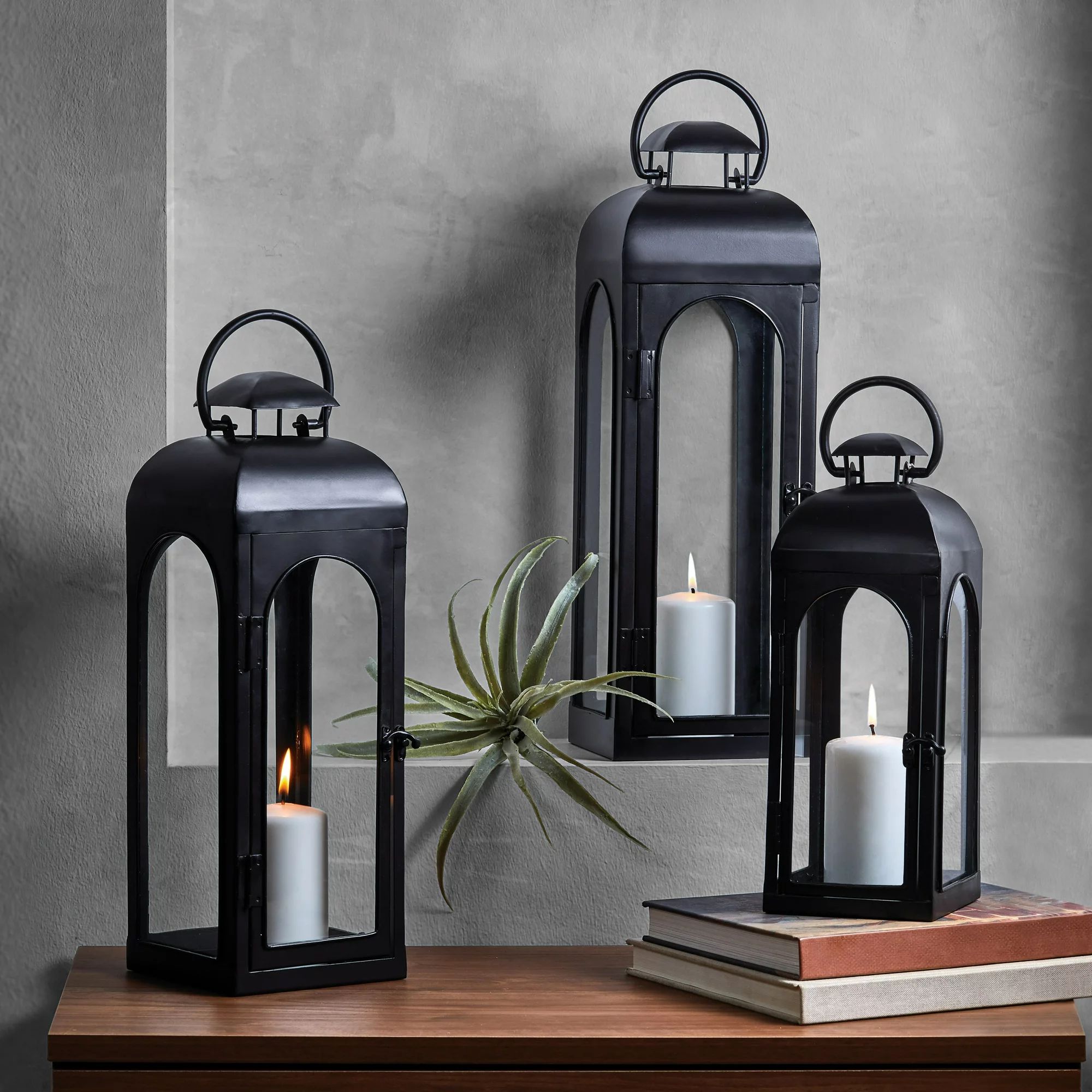 Better Homes & Gardens 18" Decorative Black Metal Candle Holder Lantern, Medium | Walmart (US)