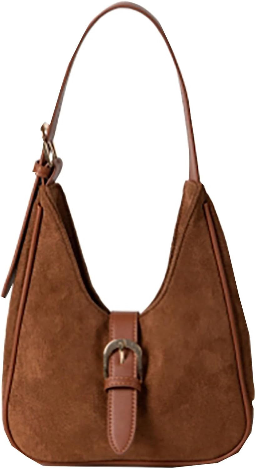 Retro Suede Shoulder Bag For Women Underarm Bag Winter Women's Hobo Bag Purse Tote Bag Commuter Handbag | Amazon (US)