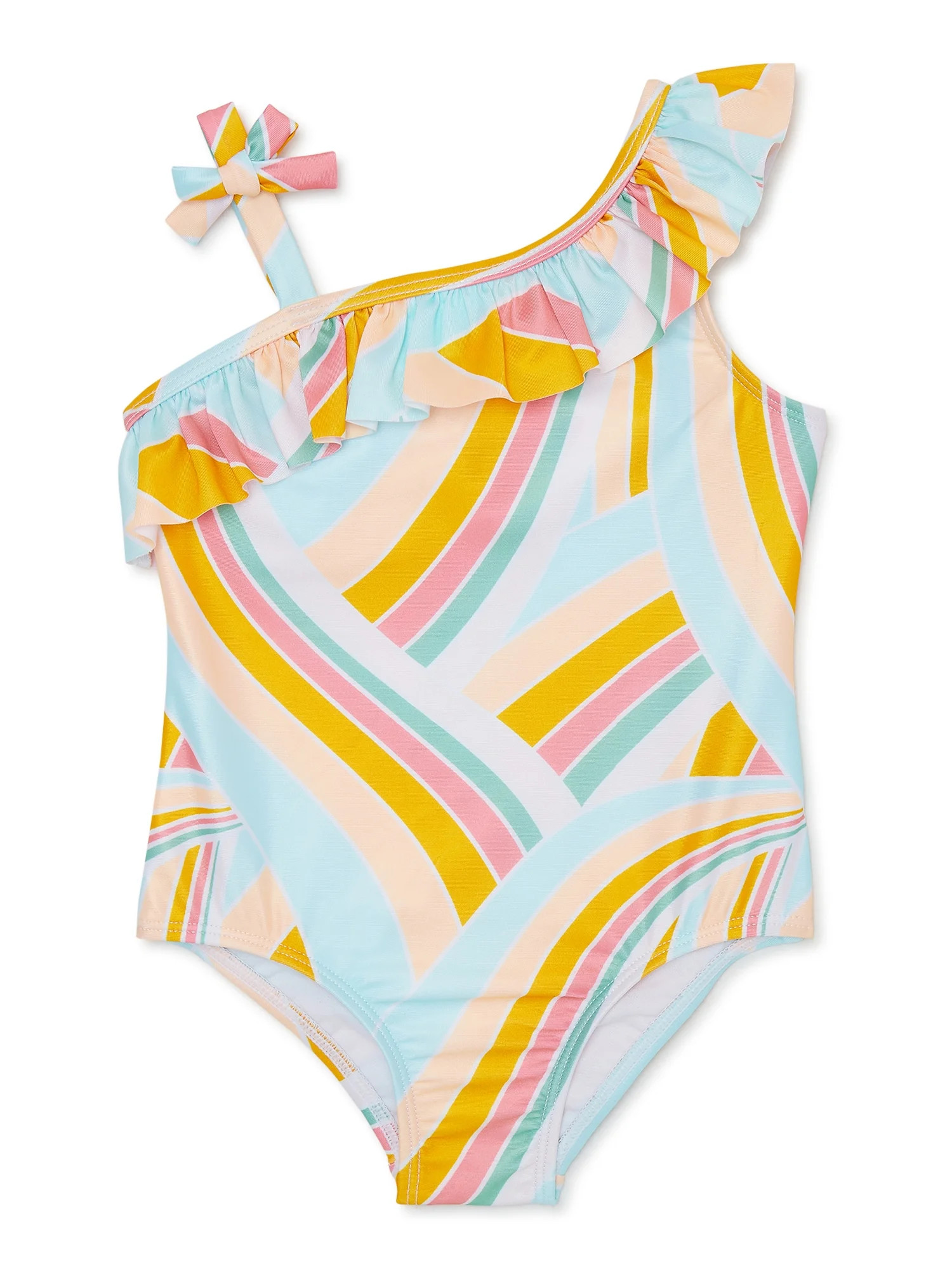Wonder Nation Baby and Toddler Girl Ruffled Swimsuit, 1-Piece, Sizes 12M-5T | Walmart (US)