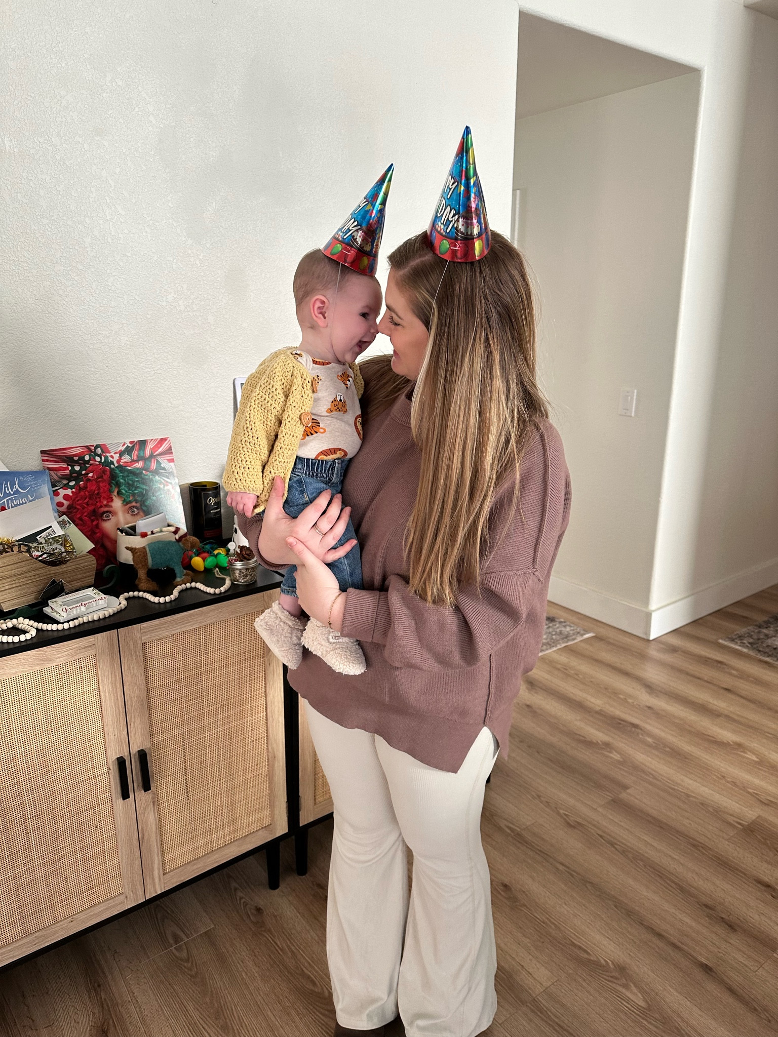 I’m wearing a large in this free people look a like sweater & a medium in the ribbed yoga flares! 
Elliot has on the cutest baby jeans on sale from old navy and sherpa baby Uggs🫶

#LTKsalealert #LTKfindsunder50 #LTKbaby