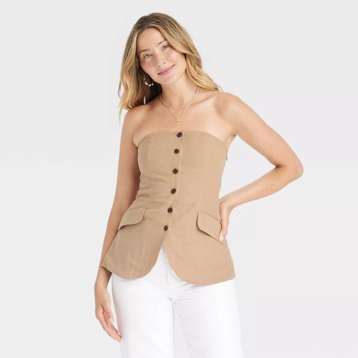 Women's Strapless Button-Down Top - Universal Thread™ | Target