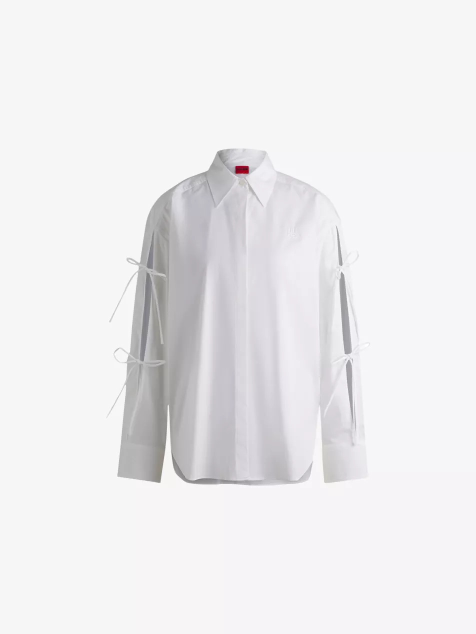 Bow-Embellished Long-Sleeve Cotton Shirt | Selfridges