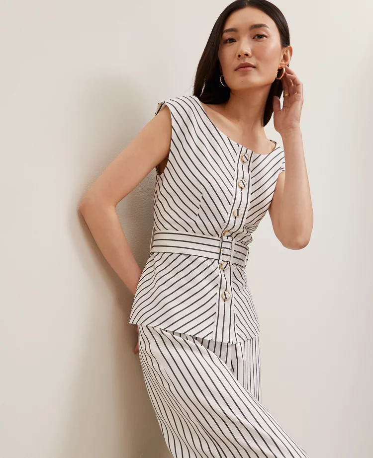 Belted Striped Vest | Ann Taylor