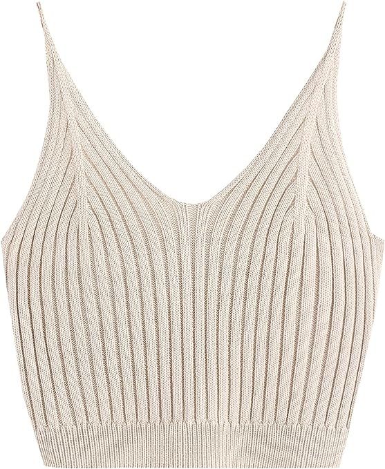 SweatyRocks Women's V Neck Spaghetti Strap Cami Tank Top | Amazon (US)