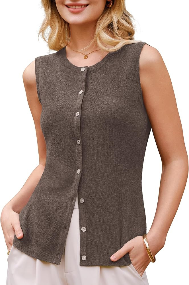 Arach&Cloz Women's Wool Blend Non See Through Button Down Business Casual Tank Tops 2026 | Amazon (US)