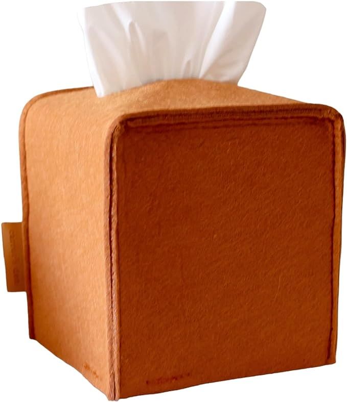 Minimalist Felt Tissue Box Cover by Carrot's Den, British Tan | Amazon (US)