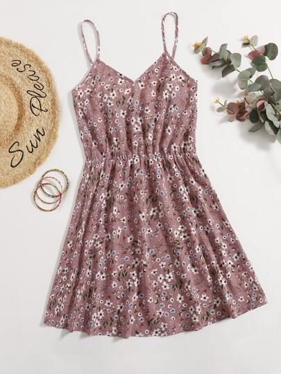 SHEIN Allover Floral Print Slip Dress | SHEIN