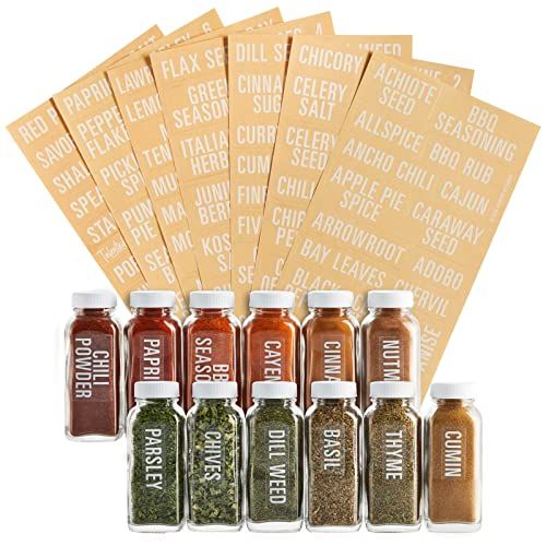 Talented Kitchen 134 Kitchen Spice Jar Labels, Preprinted Bold All Caps White Letters on Clear Stick | Amazon (US)