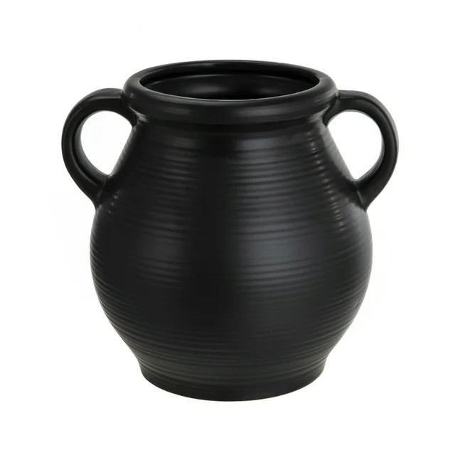 Mainstays Ceramic Vase with Ribbed Finish, Black | Walmart (US)