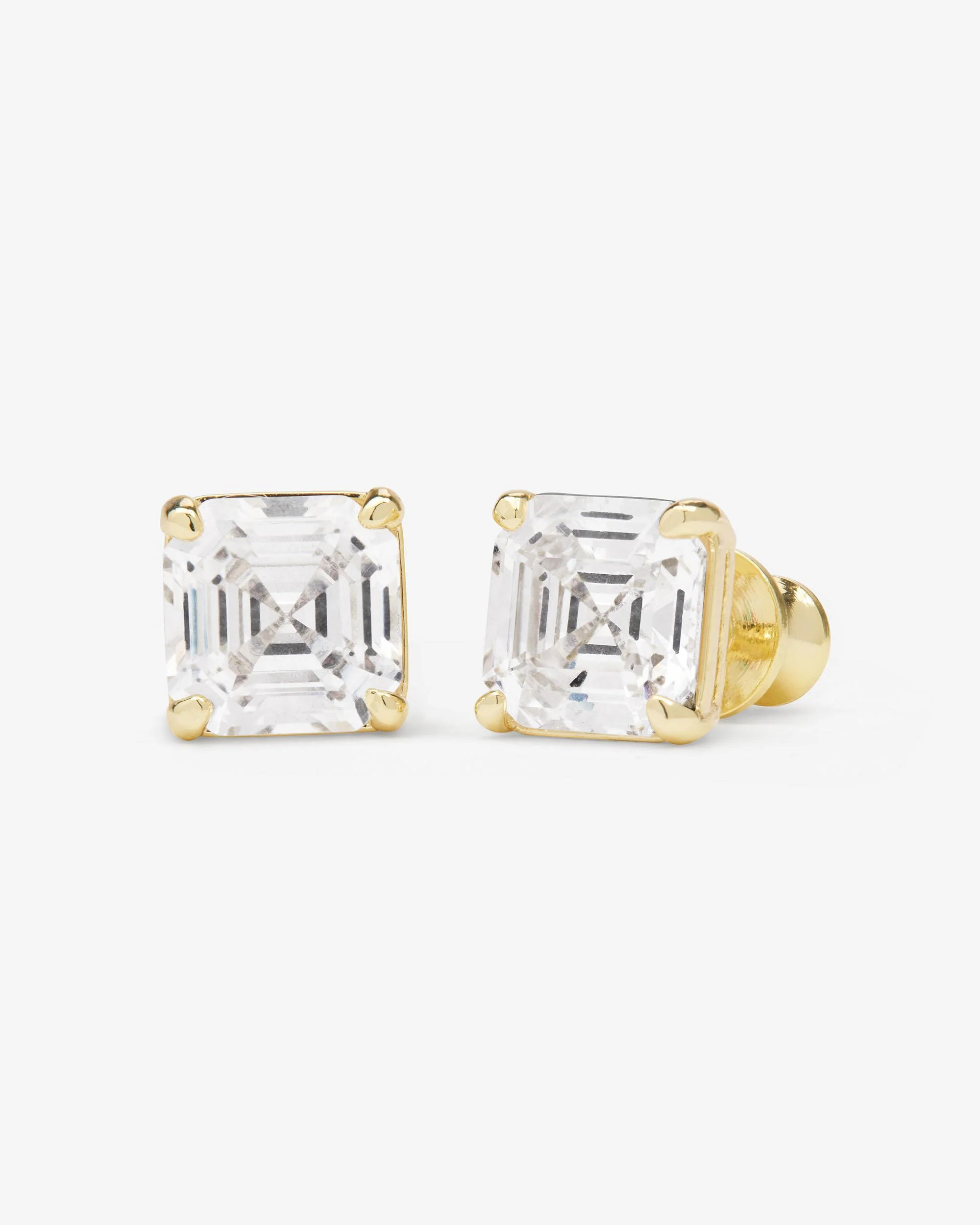The Queen's 8mm Studs: Gold & Bold Simulated Diamonds | Melinda Maria Jewelry