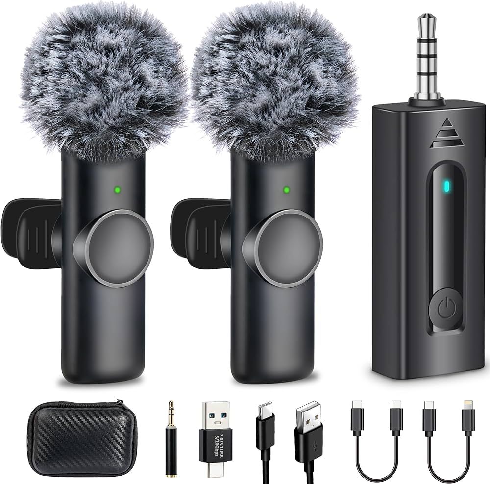 Dual Wireless Lavalier Microphone for Camera/iPhone/Android Phone/Laptop/Computer/GoPro, Professi... | Amazon (UK)