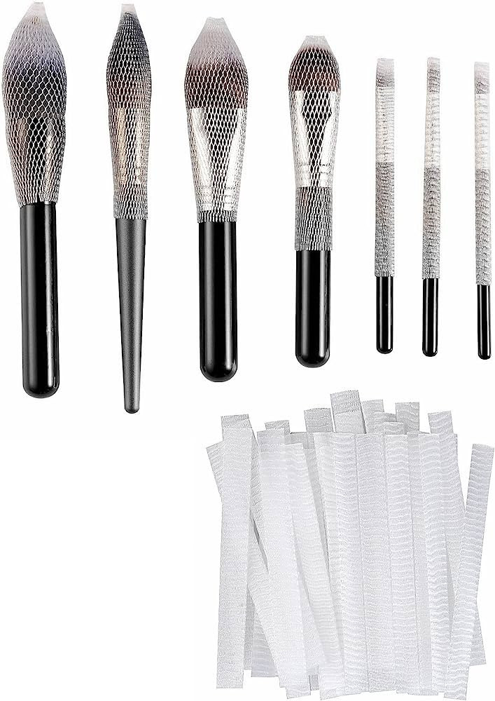 CLOTHOBEAUTY 40 pcs Makeup Brushes Pen Guard Protector Set Reusable Expandable Mesh Cover(Not inc... | Amazon (US)