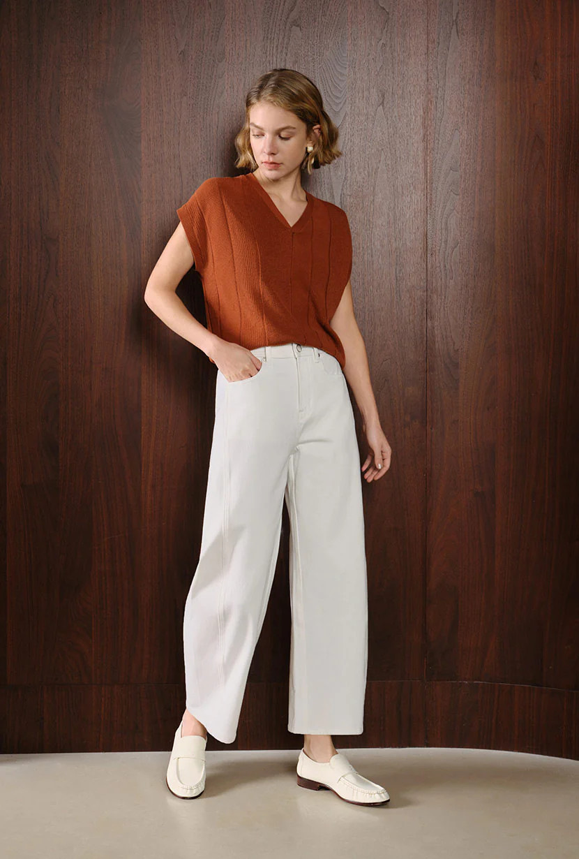 Evie Mid-Rise Barrel Jeans - White | Petite Studio NYC