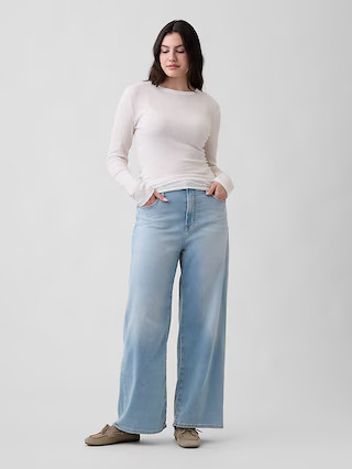 High Rise Wide-Leg Sweatpant Jeans | Gap Factory