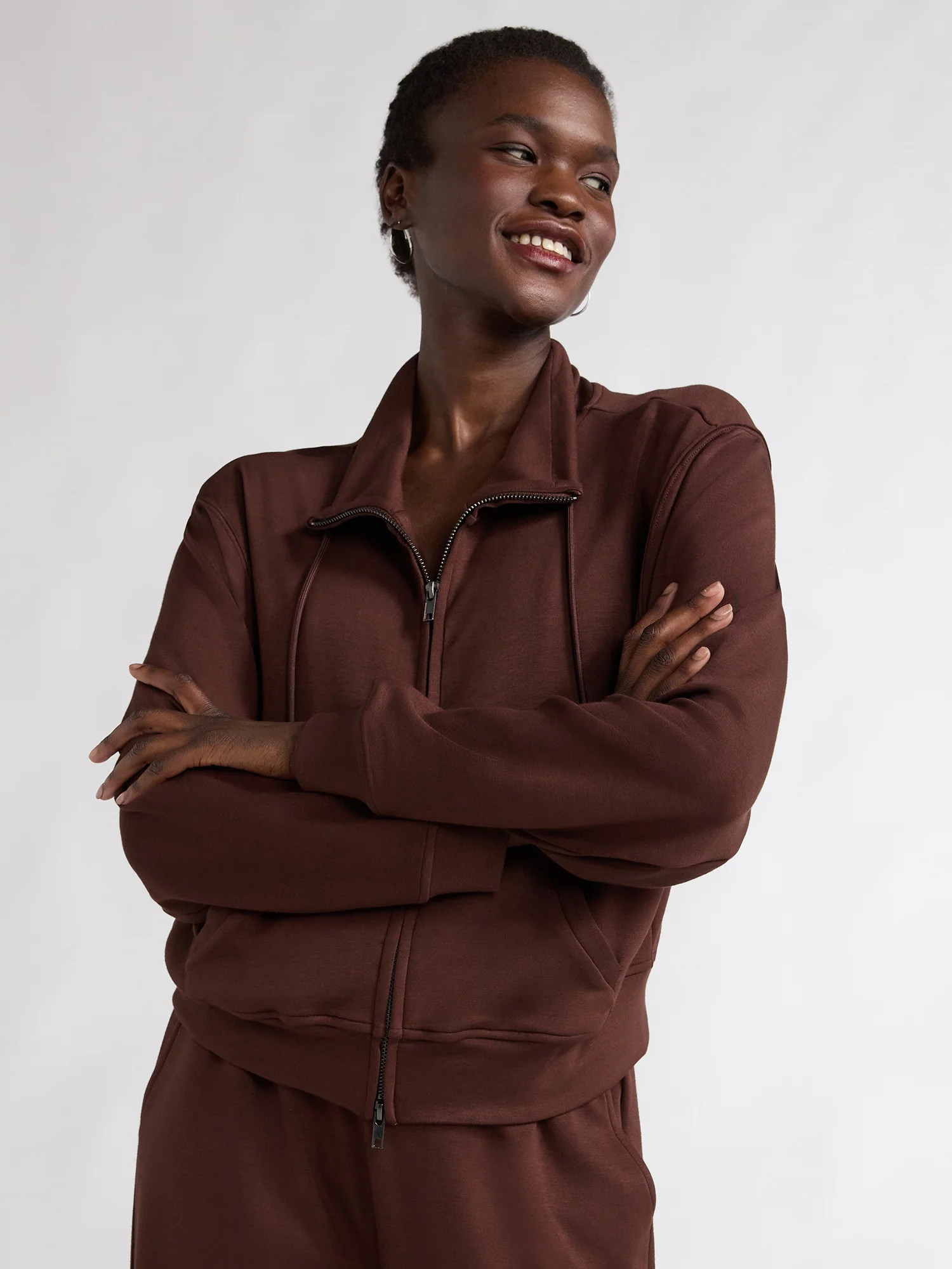 Scoop Women’s Ultimate ScubaKnit Funnel Neck Zip Up Sweatshirt, Sizes XS-XXL - Walmart.com | Walmart (US)