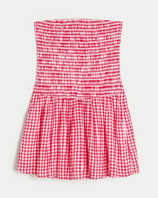 Strapless Smocked Bodice Mini Dress | Hollister (US)