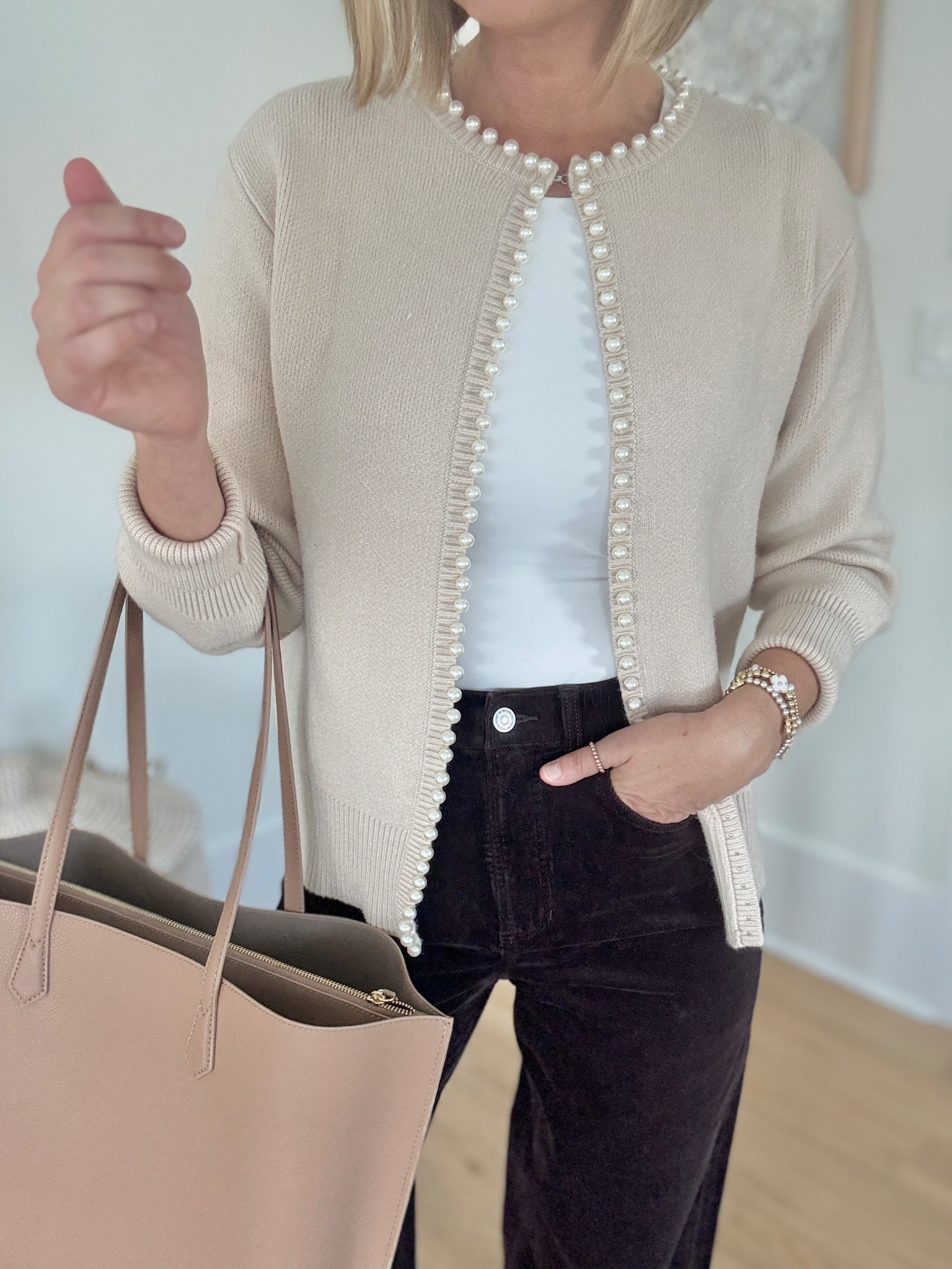 This cardigan is an Amazon find!  Wearing small and small tall cords.  Use code RACHELXSPANX for a new customer discount on spanx website.  

#LTKWorkwear #LTKTall #LTKOver40