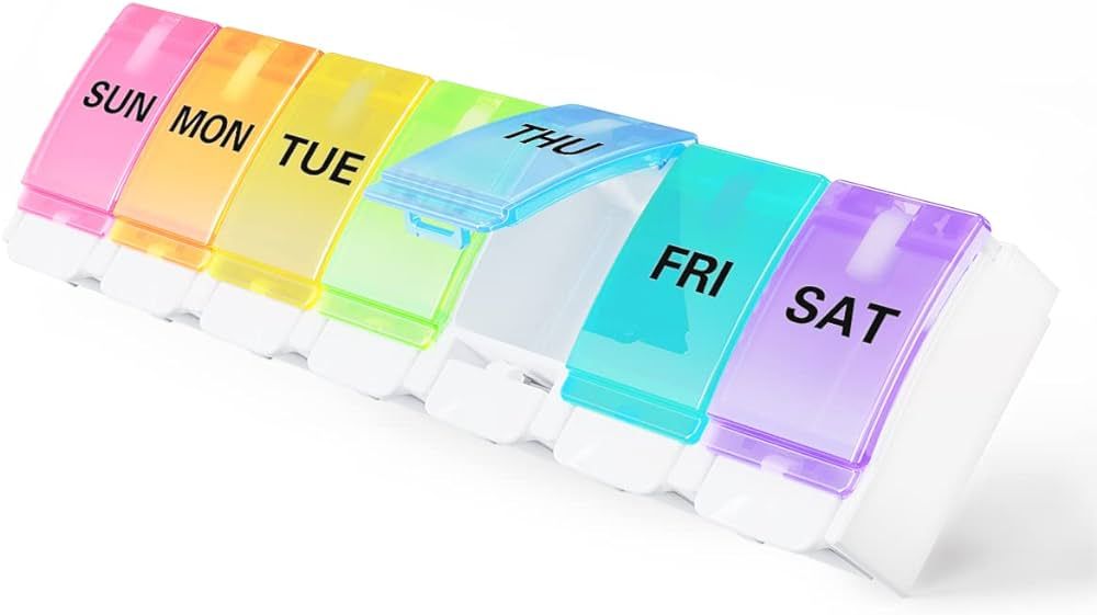 BUG HULL Pill Organizer Easy to Open, Weekly Pill Organizer Arthritis Friendly, Large Daily Pill ... | Amazon (US)