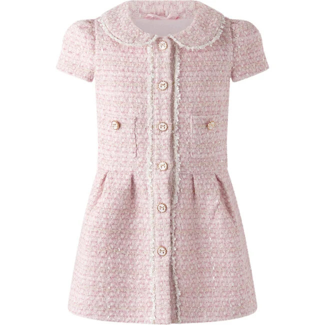 Rachel Riley | Tweed Dress, (Pink, Size 12Y) | Maisonette | Maisonette