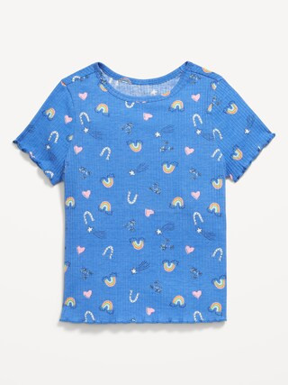 Printed Short-Sleeve Lettuce-Edge T-Shirt for Toddler Girls | Old Navy (US)