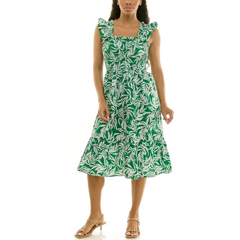 Nanette Lepore Women's Smocked Flutter Sleeve Midi Dress, Sizes XS-XXXL | Walmart (US)
