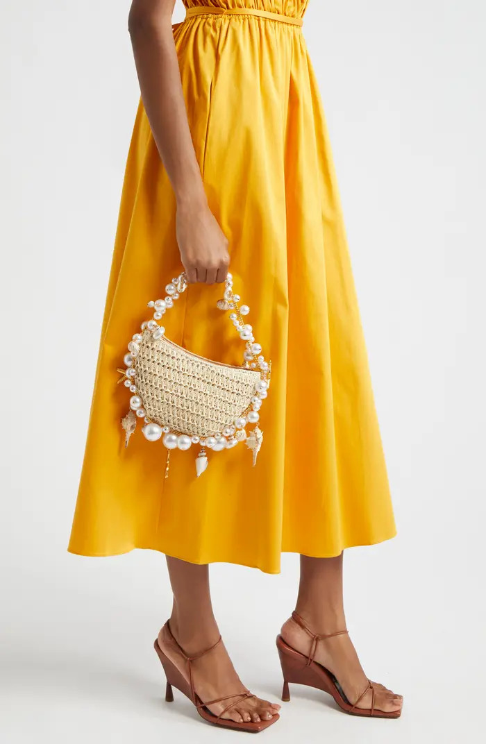 L’alingi Cluster Shell Imitation Pearl Raffia Shoulder Bag | Nordstrom | Nordstrom