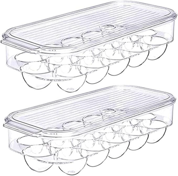 Refrigerator Egg Holder Stackable Egg Storage Box Coverd Egg Tray Egg Organizer Container Bins Eg... | Amazon (US)