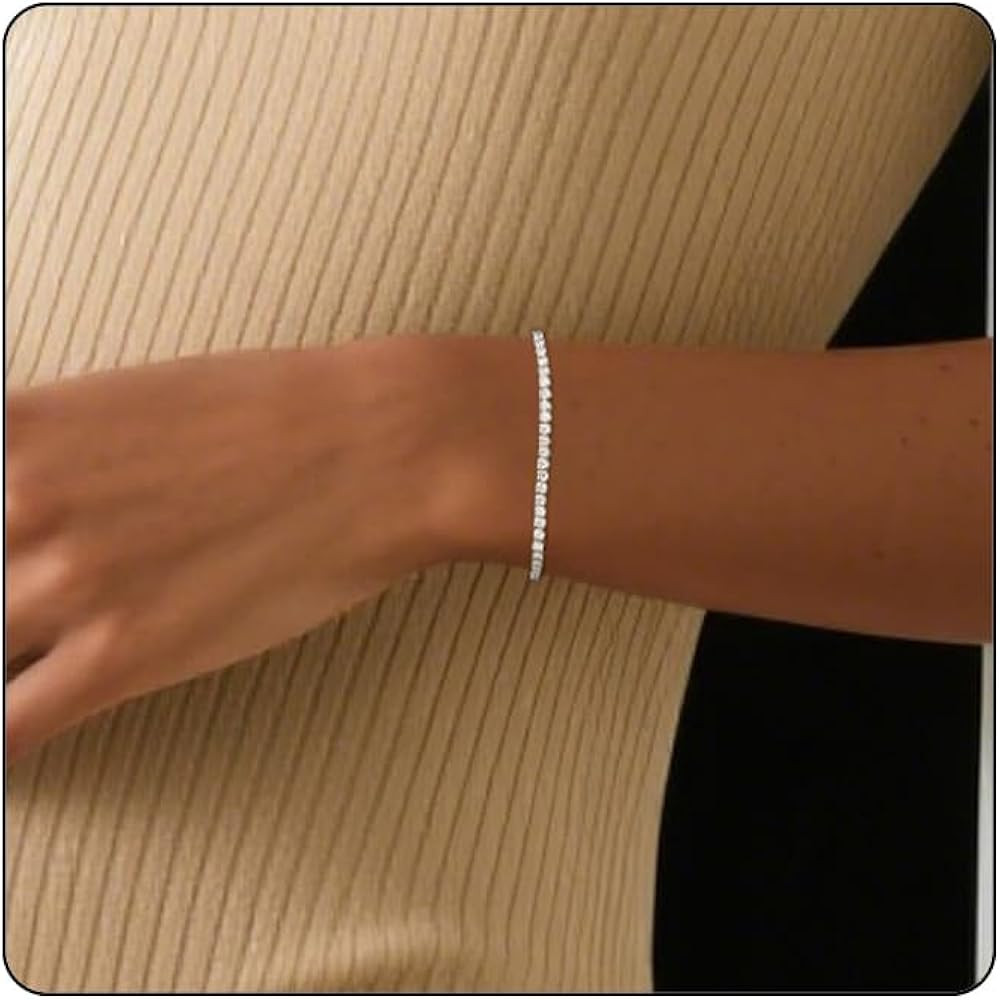 Adjustable Tennis Bracelets for Women Gold/Silver Dainty 14K Gold Plated Cubic Zirconia Bracelets... | Amazon (US)