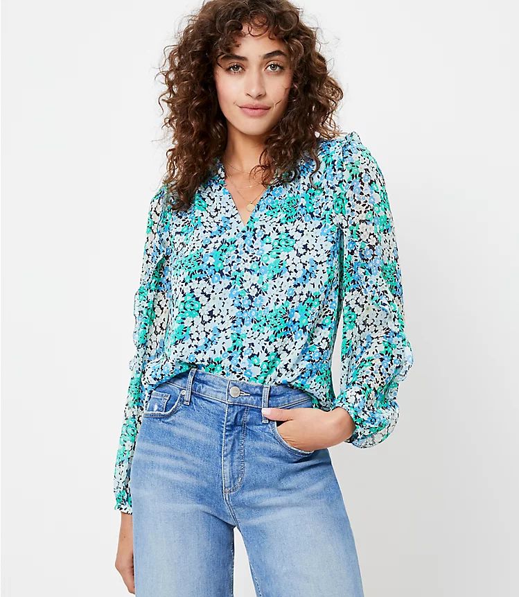 Garden Ruffle Sleeve Blouse | LOFT