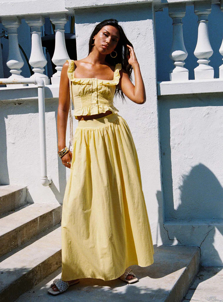 Valerio Maxi Skirt Yellow | Princess Polly US