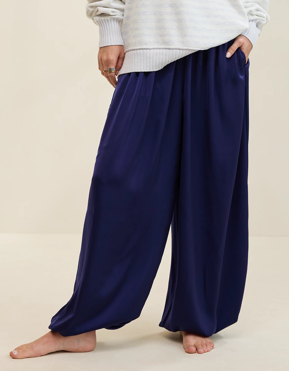 OVERSLEPT by Aerie Liquid Satin Balloon Pant | Aerie