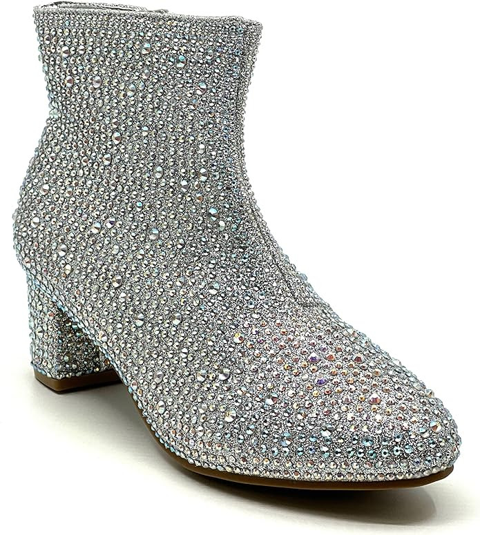 Forever Kids Rhinestone Ankle booties | Amazon (US)