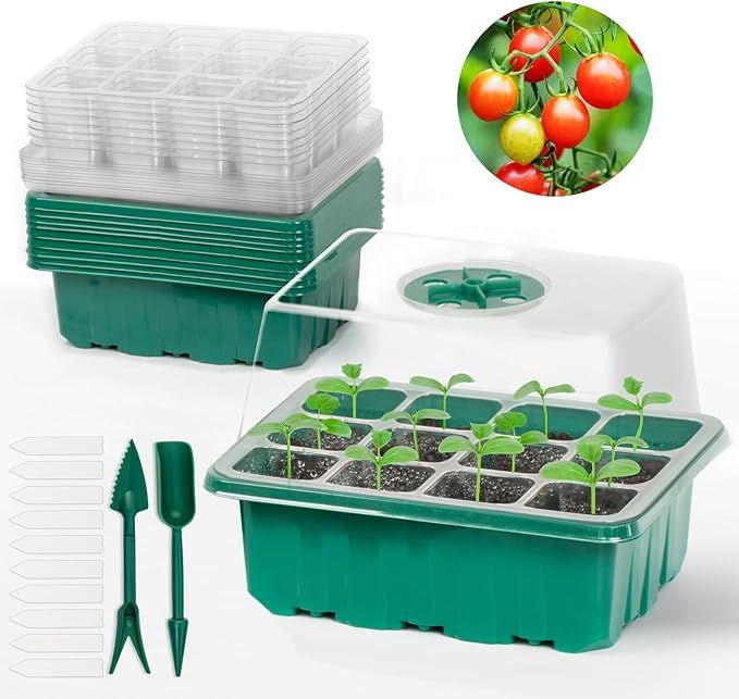 Chunedu 10 Packs Seed Starter Tray Seed Starter Kit with Adjustable Humidity Dome Seed Starting T... | Amazon (US)