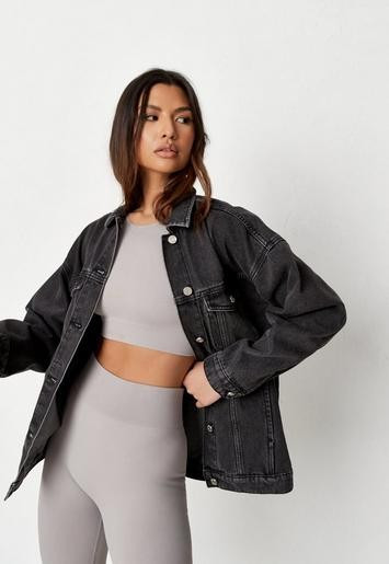 Missguided - Recycled Black Oversized Denim Jacket | Missguided (US & CA)