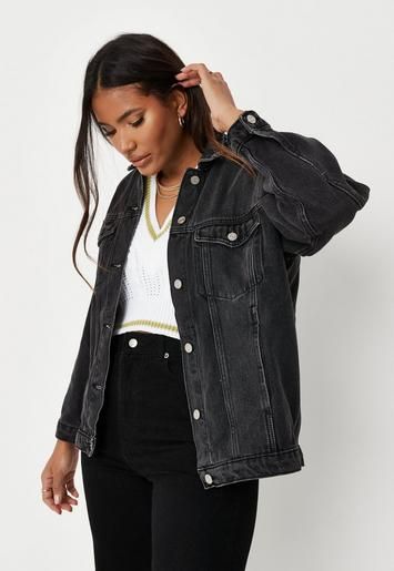 Missguided - Recycled Black Oversized Denim Jacket | Missguided (US & CA)