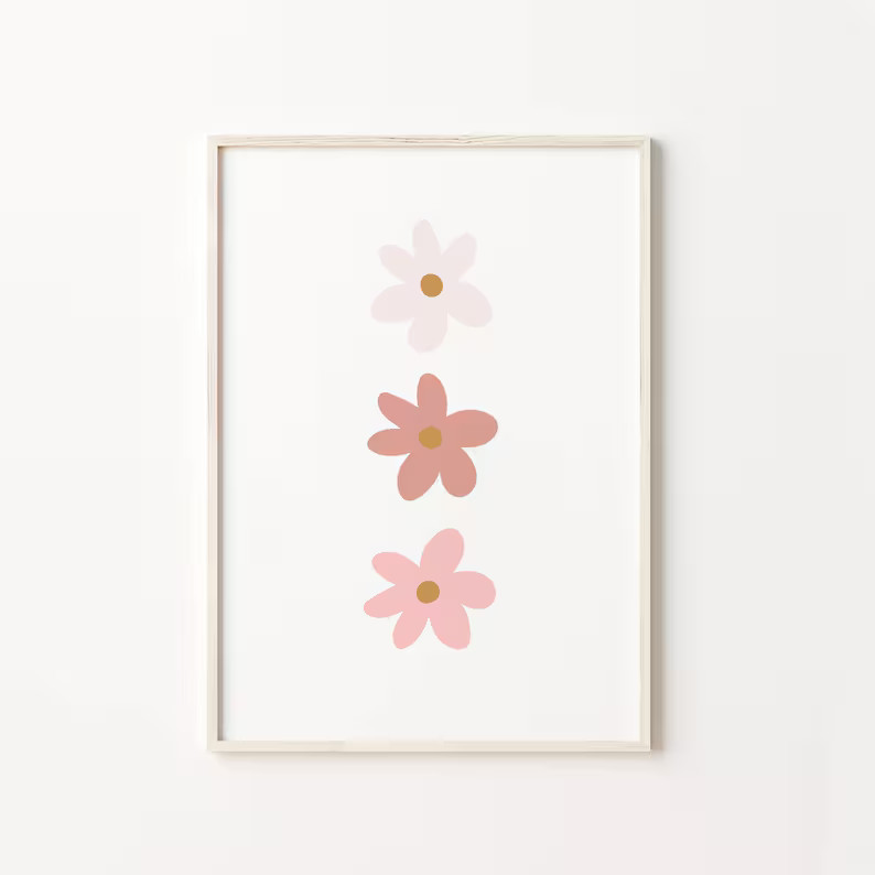 Girls Daisy Print, 3 Daises, Printable Wall Art, Girl Nursery, Daisy Nursery Decor, Downloadable ... | Etsy (US)