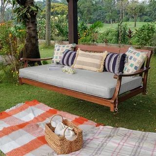 Cambridge Casual Como Mahogany Outdoor Swing Daybed with Cushion | Bed Bath & Beyond