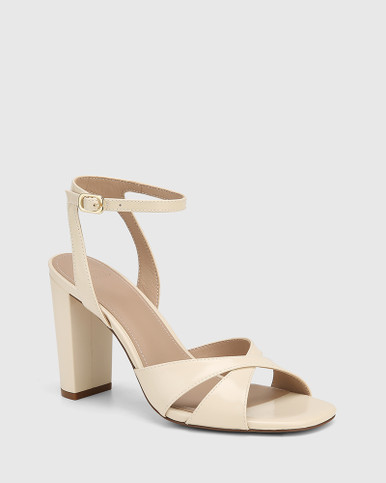 Rimini Vintage Ivory Leather Block Heel Sandal | Wittner