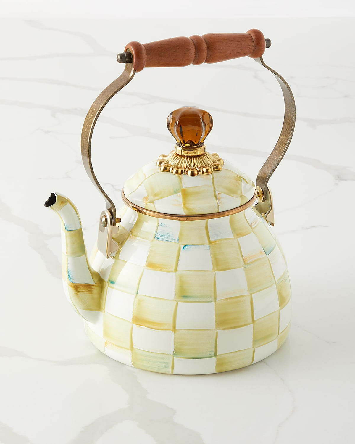 Parchment Check 2-Quart Tea Kettle | Neiman Marcus