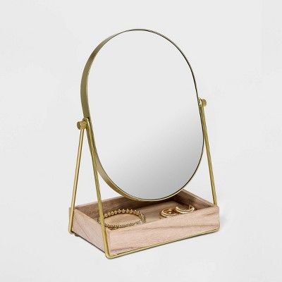 Vanity Mirror with Wood Tray - A New Day&#8482; Light Brown | Target