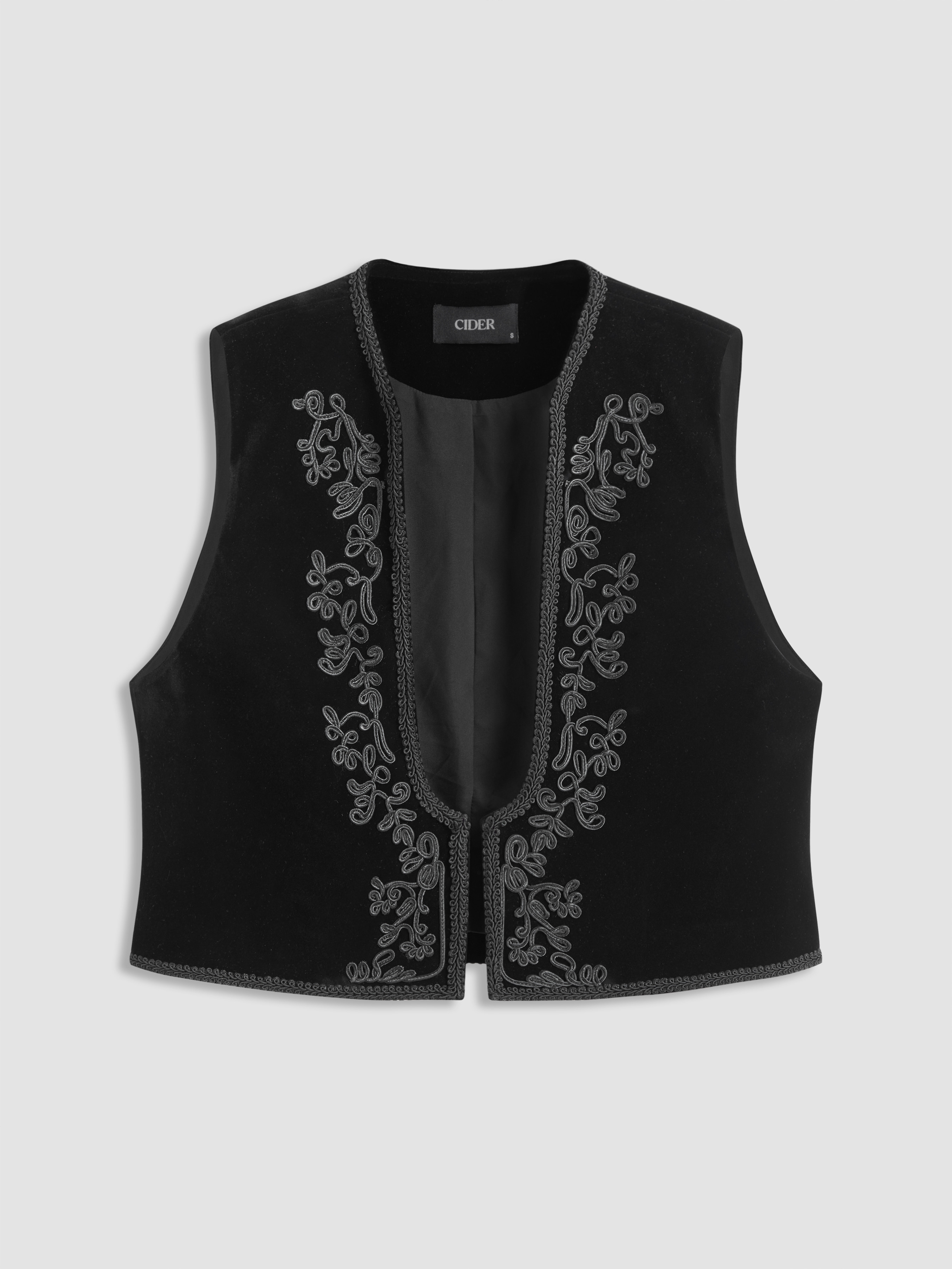 Velvet Velvet Embroidered Pattern Vest For Daily Casual | Cider