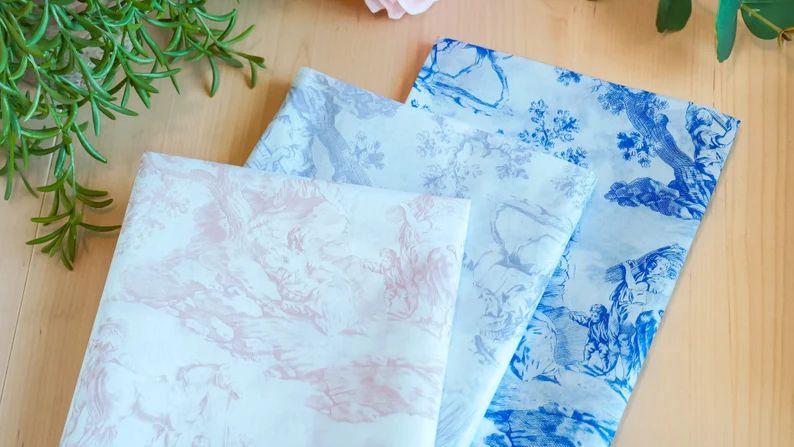 Toile de Jouy Tissue Paper, Smoky Blue Tissue Paper, Blue Toile de Jouy Tissue Paper, Wedding gif... | Etsy (US)