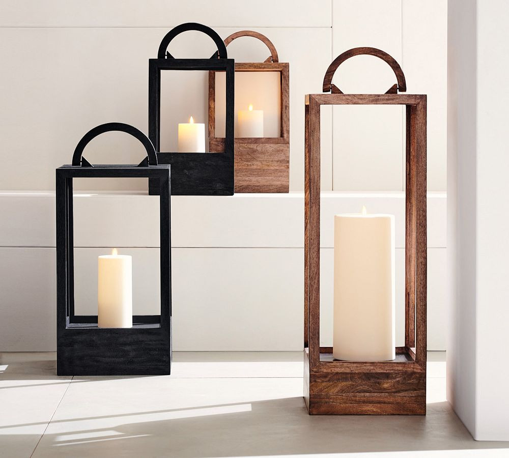 Decker Acacia Wood Outdoor Lantern | Pottery Barn (US)