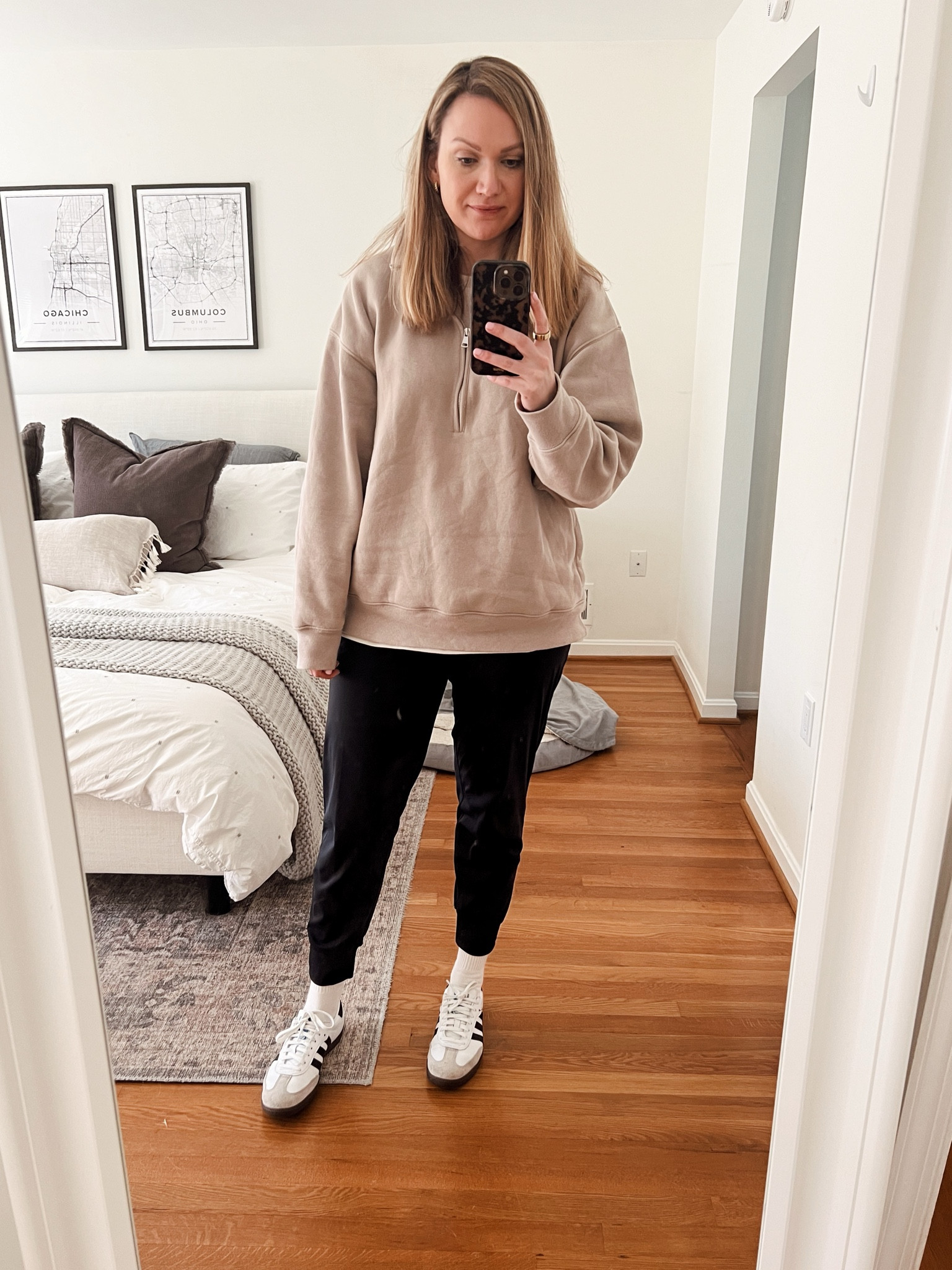 Comfy outfit for a work from home day! Wearing these very soft Amazon joggers. I need another pair! I sized up to an XL bc everything from Amazon runs small on me. 