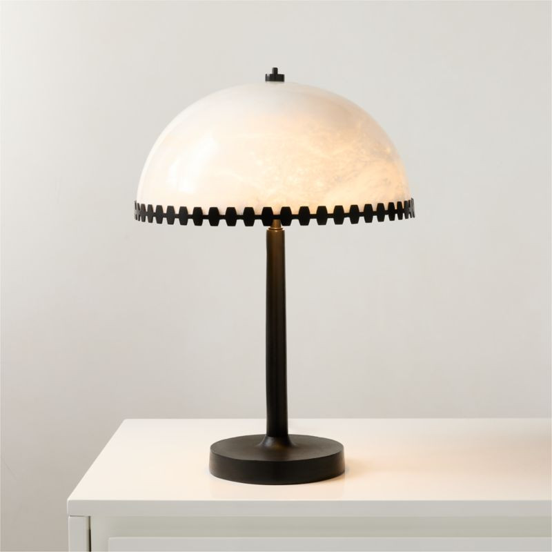 Oceana Black Metal Table Lamp with Alabaster Shade | CB2 | CB2