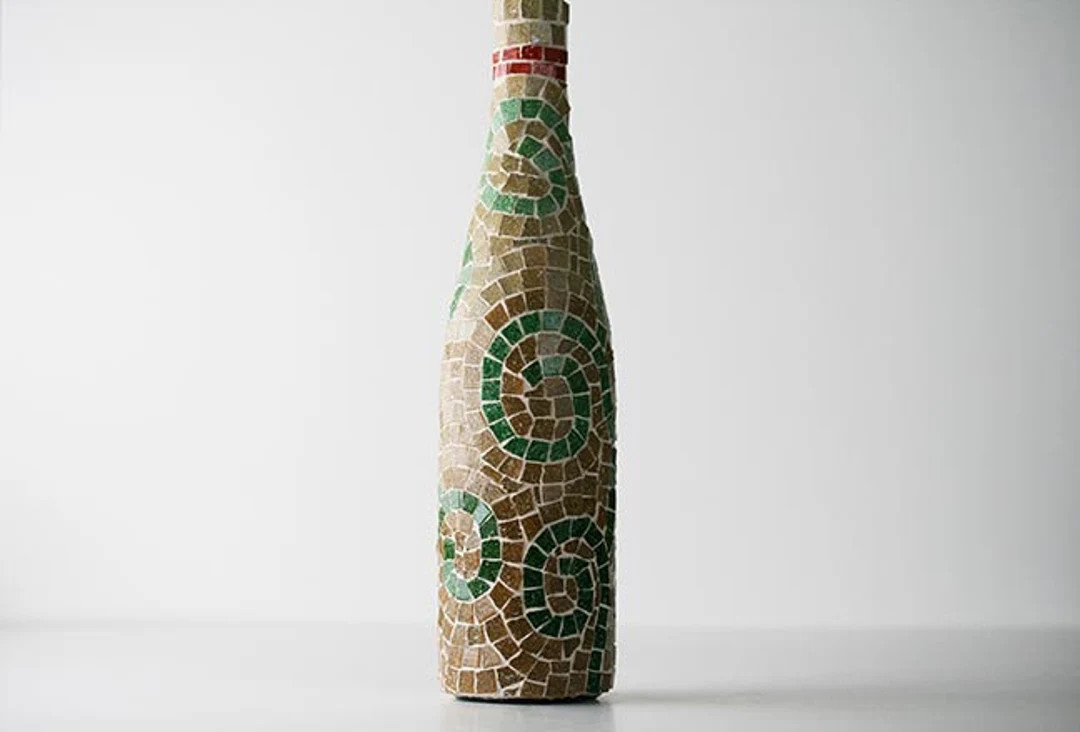Mosaic Swirls Wine Bottle Vino Wetbar Bar Home Decor - Etsy | Etsy (US)