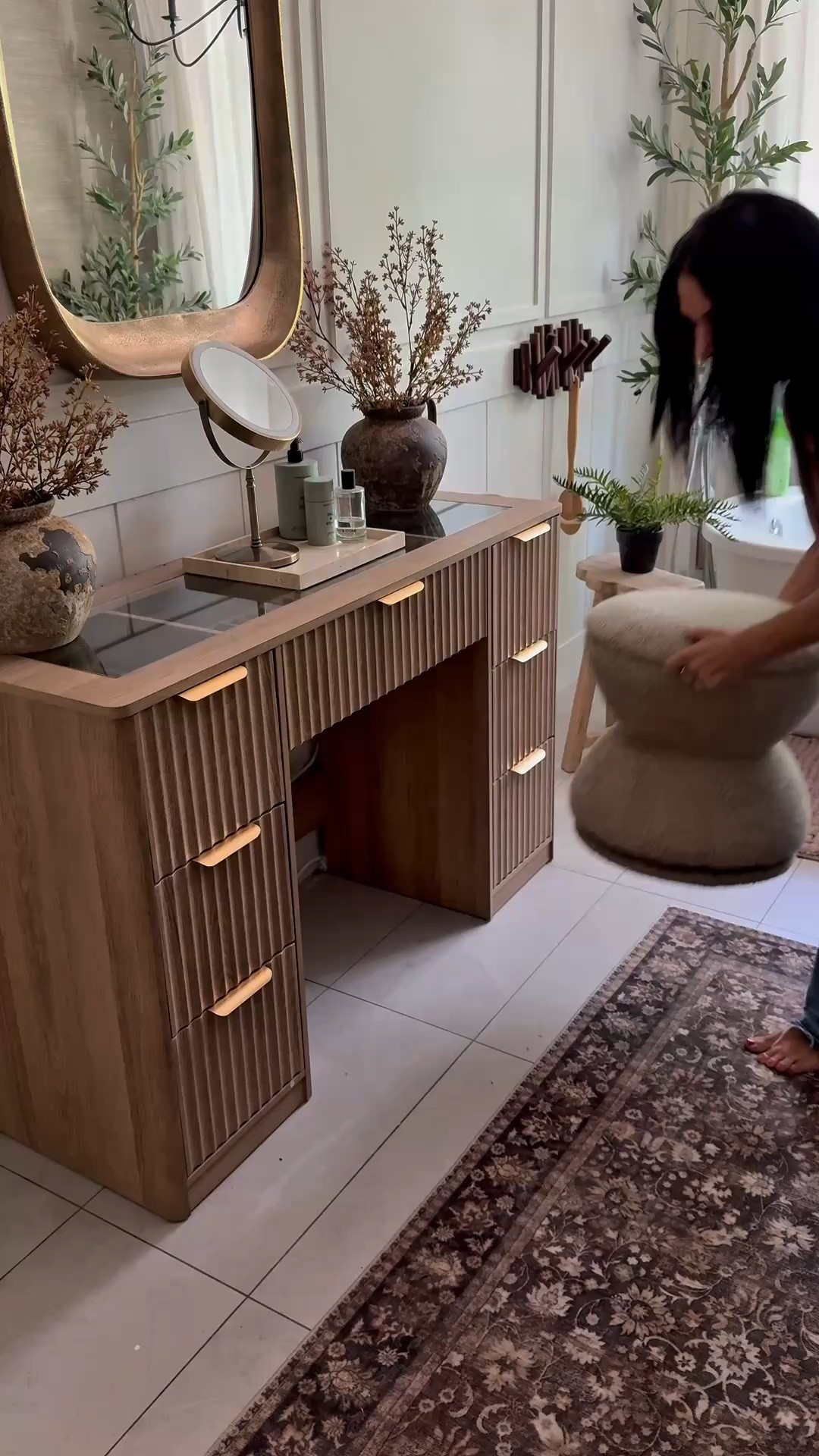 Swivel ottoman at a fabulous price! 
Bathroom makeup vanity