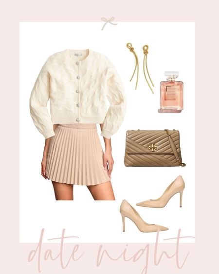 Cute date night look, loving this pleated skirt and button detail cardigan. 

#LTKFind #LTKSeasonal #LTKstyletip