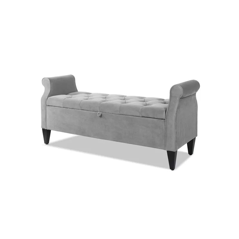 Jacqueline Tufted Roll Arm Storage Bench Opal Grey - Walmart.com | Walmart (US)