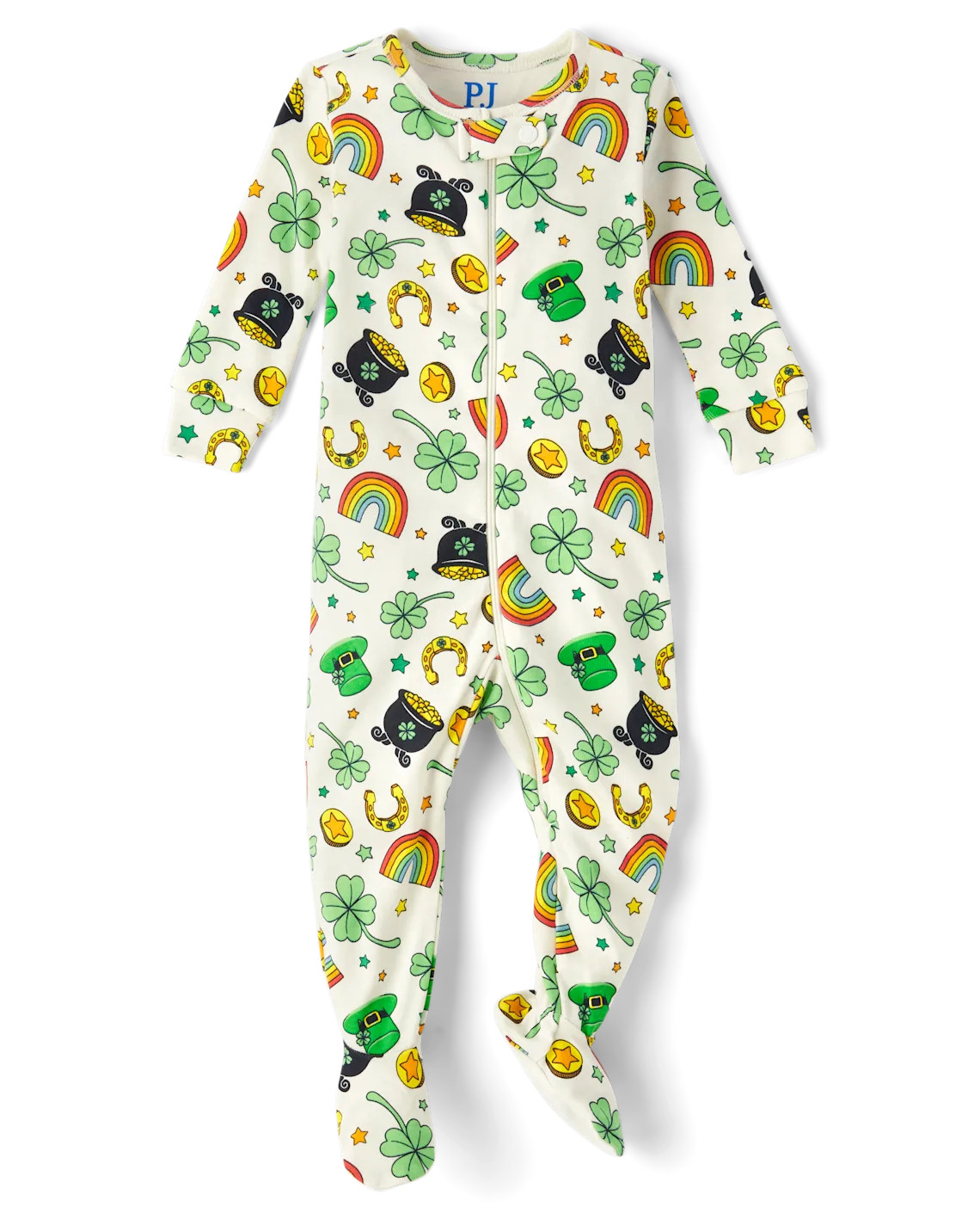 Baby And Toddler St. Patrick's Day Snug Fit Cotton Footed One Piece Pajamas - white | The Children's Place